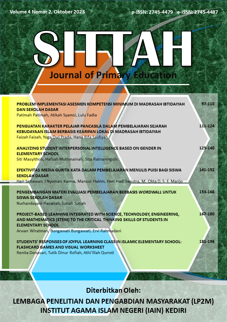 					View Vol. 4 No. 2 (2023): SITTAH: Journal of Primary Education 
				